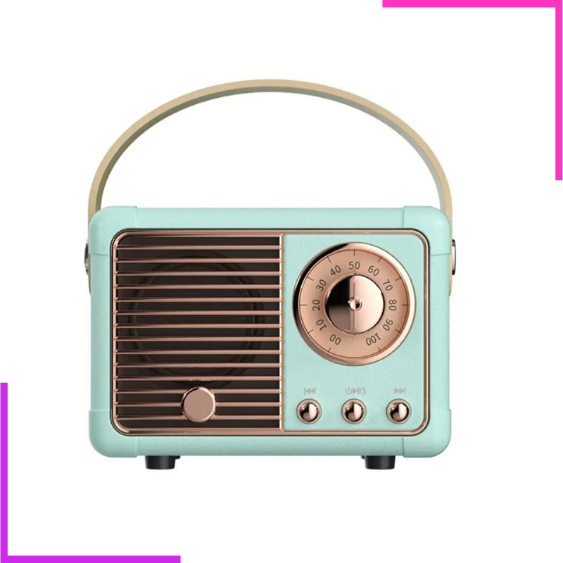 Mini Haut Parleur Bluetooth Portable vert  Retro vert