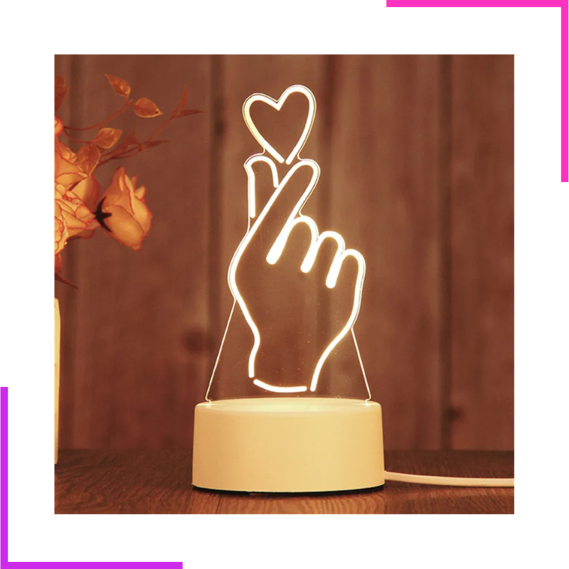 Veilleuse LED 3D en acrylique avec base lumineuse
