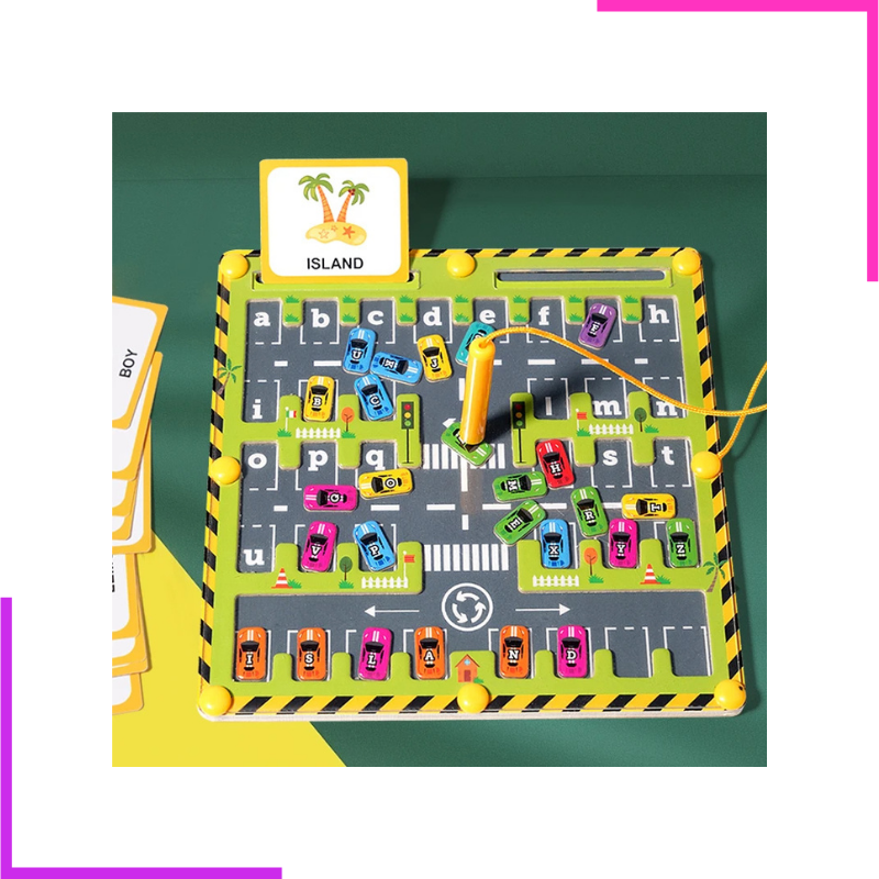 Jeu labyrinthe magnétique alphabet pour enfant en bois