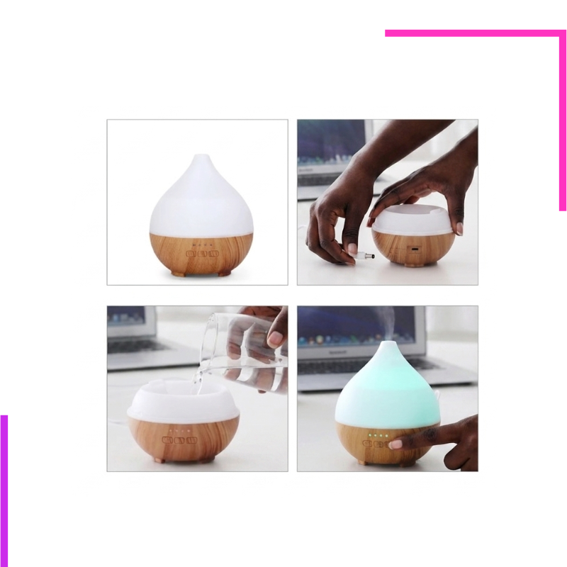 Humidificateur d'air léger coloré à grain de bois diffuseur d'aromathérapie capacité de 100ml Mini 1 an ajoute des huiles essentielles