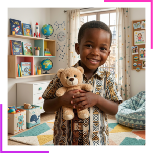 Peluche ours avec ruban satiné