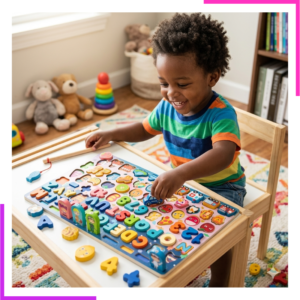 Planche d'apprentissage 8 en 1 Montessori en bois