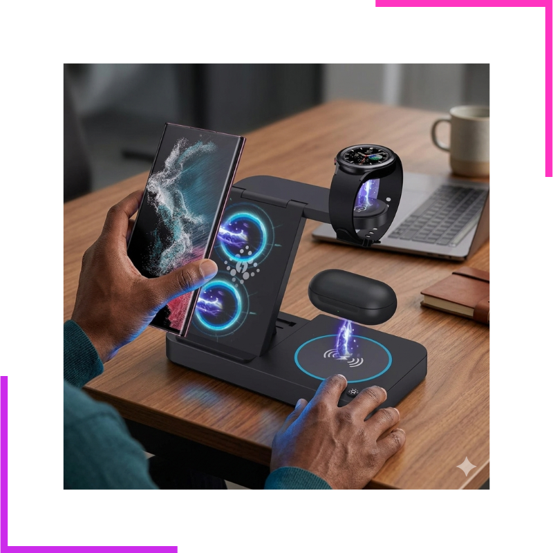 Station de Charge Sans Fil Rapide Personnalisée 10W OTP PD pour Smartphones Android, Montres Connectées (Matériau ABS+PC)