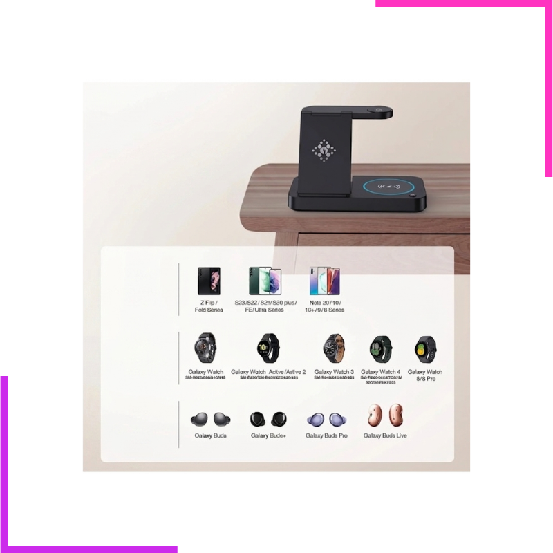 Station de Charge Sans Fil Rapide Personnalisée 10W OTP PD pour Smartphones Android, Montres Connectées (Matériau ABS+PC)